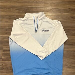 Peter Millar White and Blue Quarter-Zip Pullover